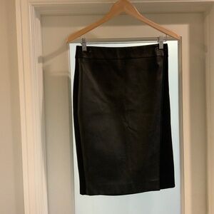 Classiques Entier Black Knee-length Skirt, with leather front panel